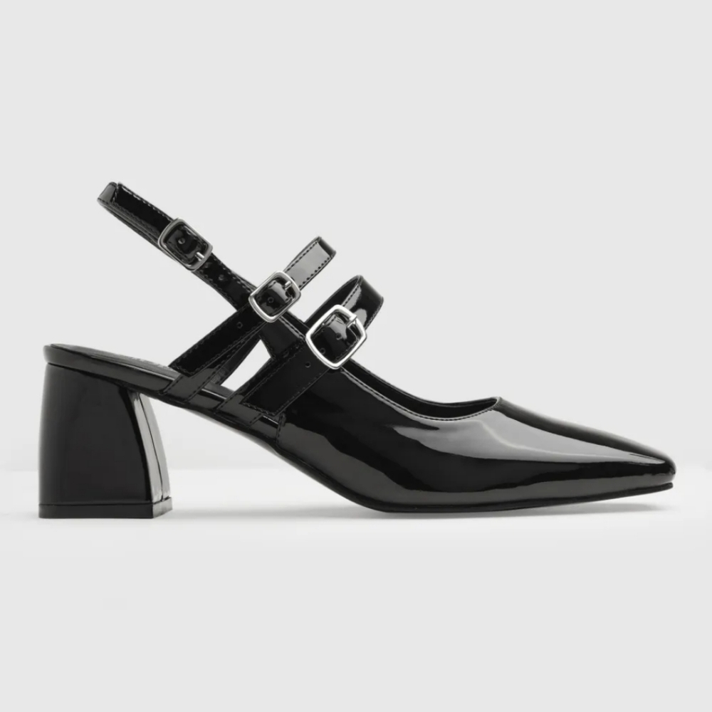 CIDER Point Toe Slingback Chunky Heels